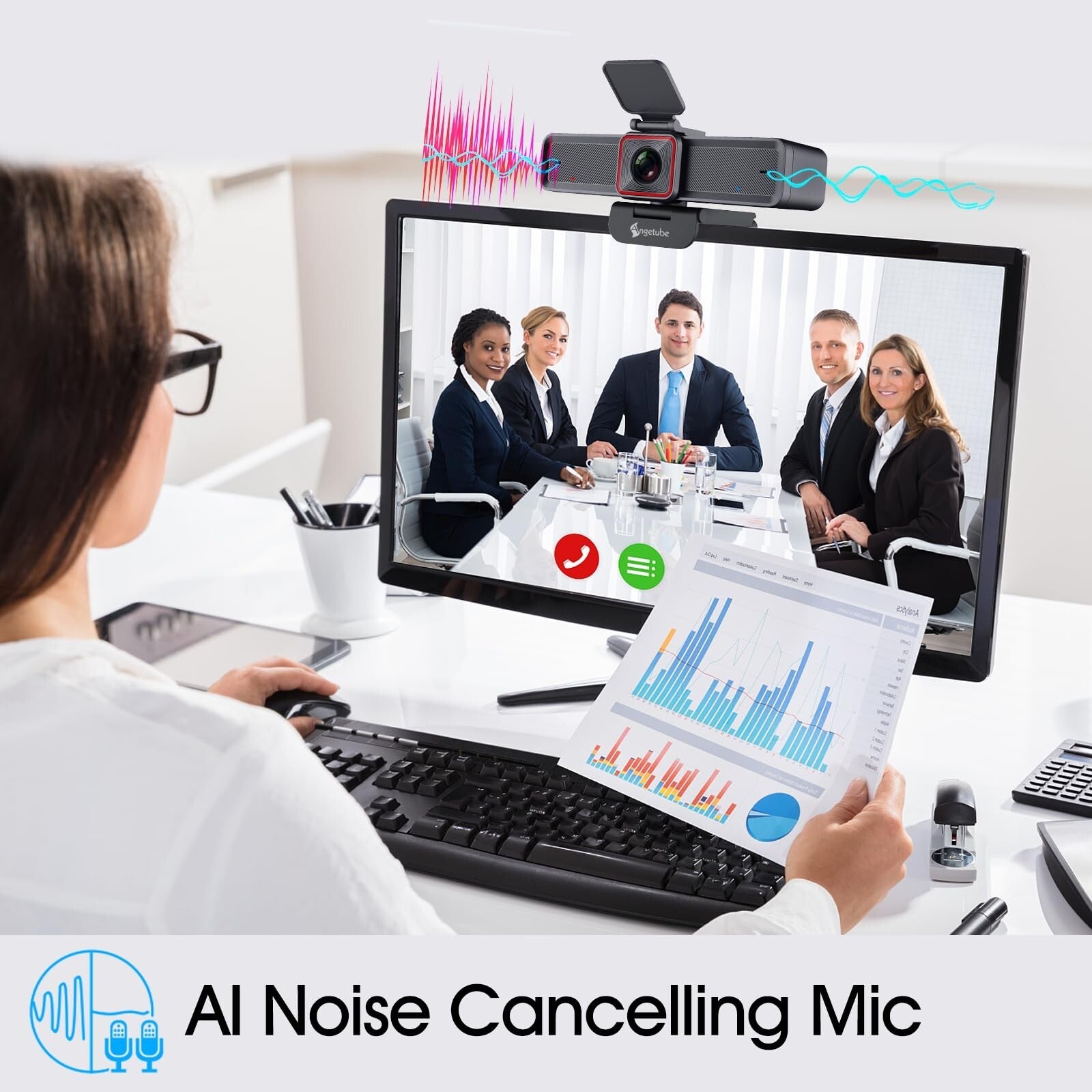 Angetube 4K Webcam with AI Tracking,Remot