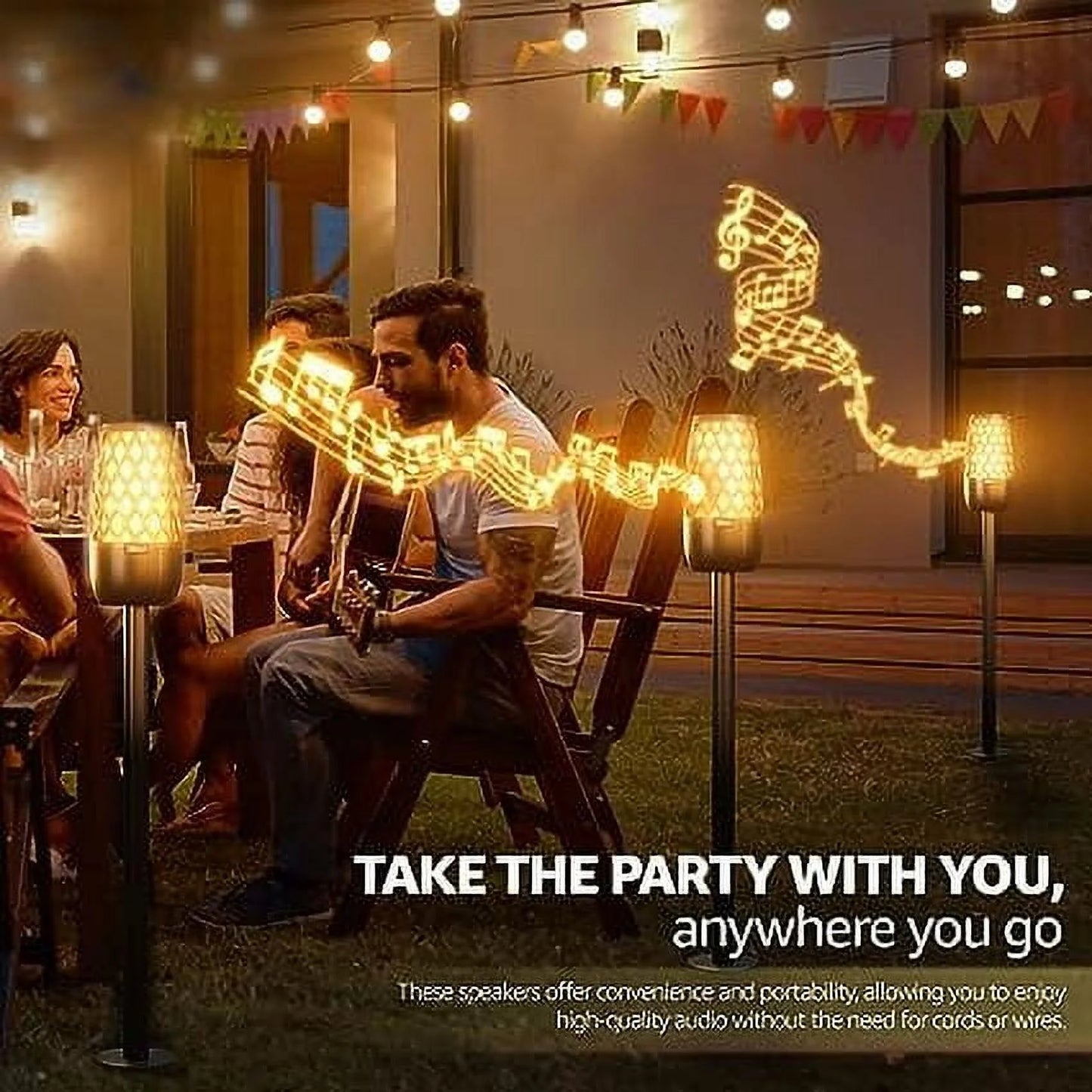 Outdoor Bluetooth Speaker Waterproof Wireless with LED Flame Light, Shower Bluetooth Speaker for Camping Patio Home Decor, Wall Mount&Hook&Stake 1 Pack Fireball