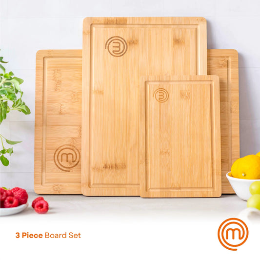 3 Piece Bamboo Cutting Board Set, Natural, Sustainable