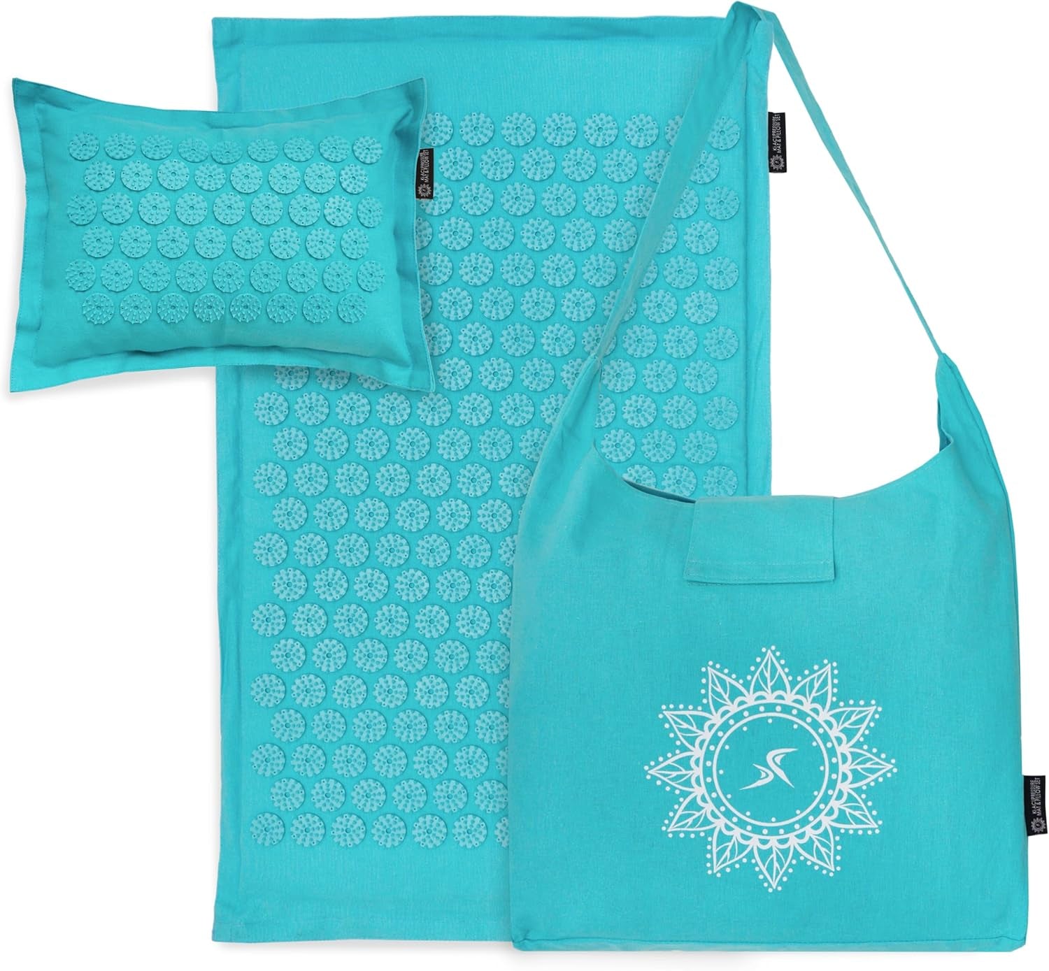 Ki Acupressure Mat and Pillow Set with 100% Natural Linen for Back/Neck Pain Relief and Muscle Relaxation, Sand Dunes