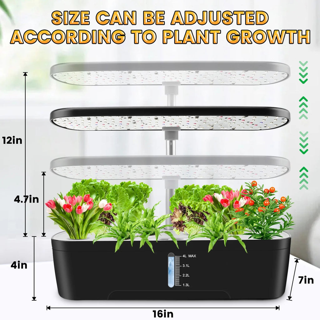 12 Pods Hydroponics Growing System,  Indoor Herb Garden Kit with Grow Lights, Height Adjustable Planting Germination Kit with Pump, Gardening Gifts Home Decor