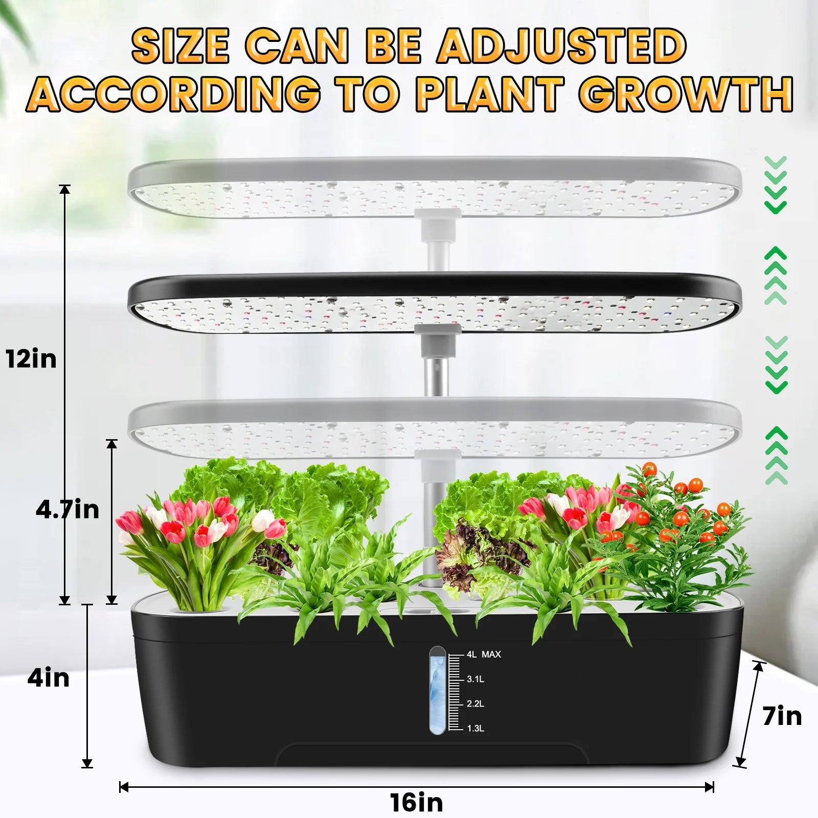 12 Pods Hydroponics Growing System,  Indoor Herb Garden Kit with Grow Lights, Height Adjustable Planting Germination Kit with Pump, Gardening Gifts Home Decor