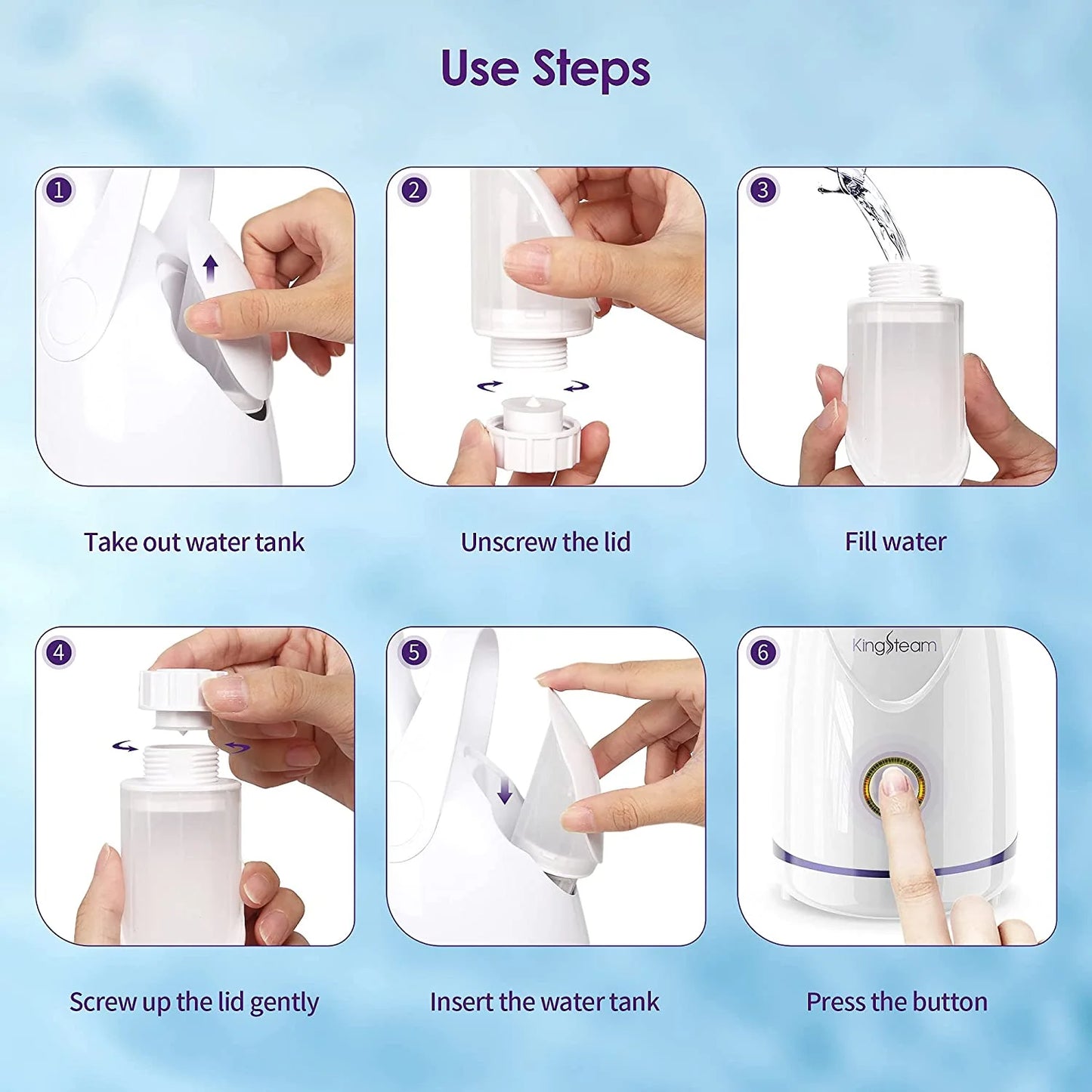 Nano Ionic Facial Steamer & 4-Pc Face Skin Care Tool Set Blackhead Removal Tools for Home Facial Sauna Spa