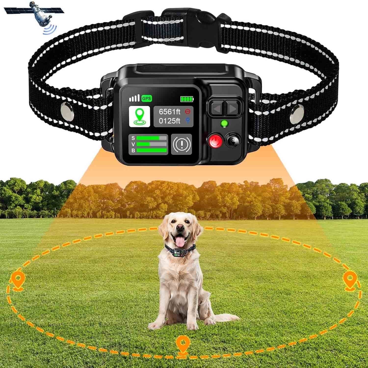 GPS Wireless Dog Fence System,  Electric Dog Collar Fence with Satellite GPS, Waterproof & Rechargeable, 3 Training Modes, 15~2200 Yards Range for Outdoor Pet Containment