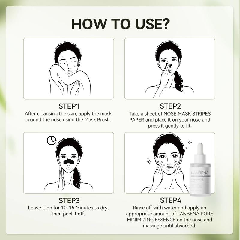 3-In-1 Blackhead Removal Set-Bamboo Charcoal Pore Strips (30G)&Pore Minimizing S