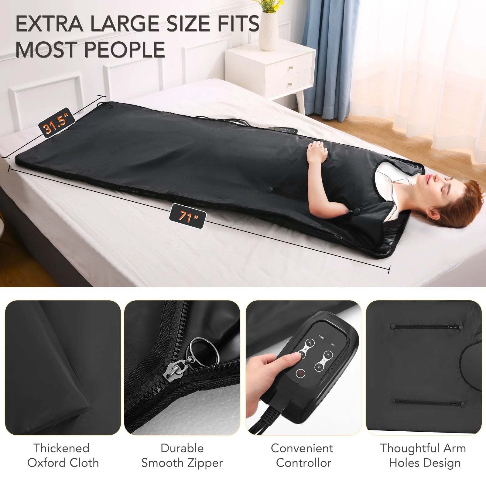 Portable Infrared Sauna Blanket,Sauna Bag for Home Use Weight Loss and Detox, 86-158°F,6 Ft X 2.6 Ft, Remote Control