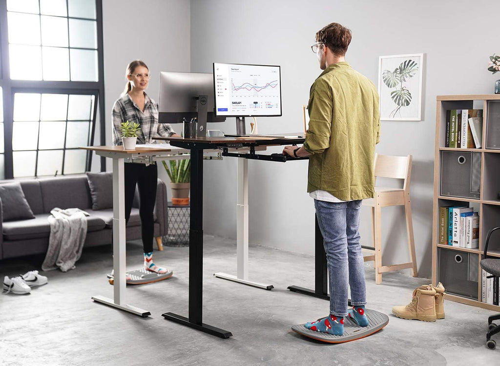 Standing Desk Mat with anti Fatigue Bar, Wooden Wobble Balance Board with Ergonomic Design Comfort Floor Mat