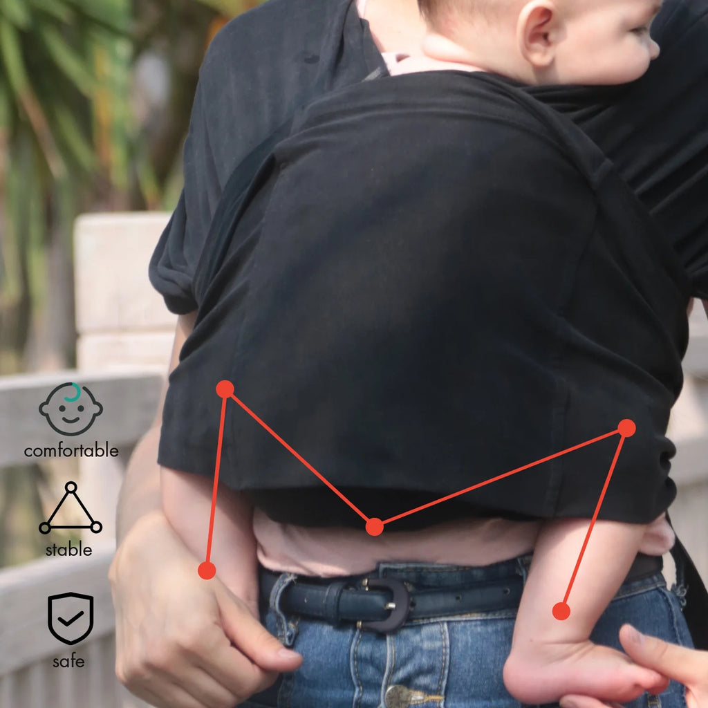 Wrap Carrier Organic Cotton Adjustable Slings ,For Newborn,Infant,Toddlers 35 Lbs,Black