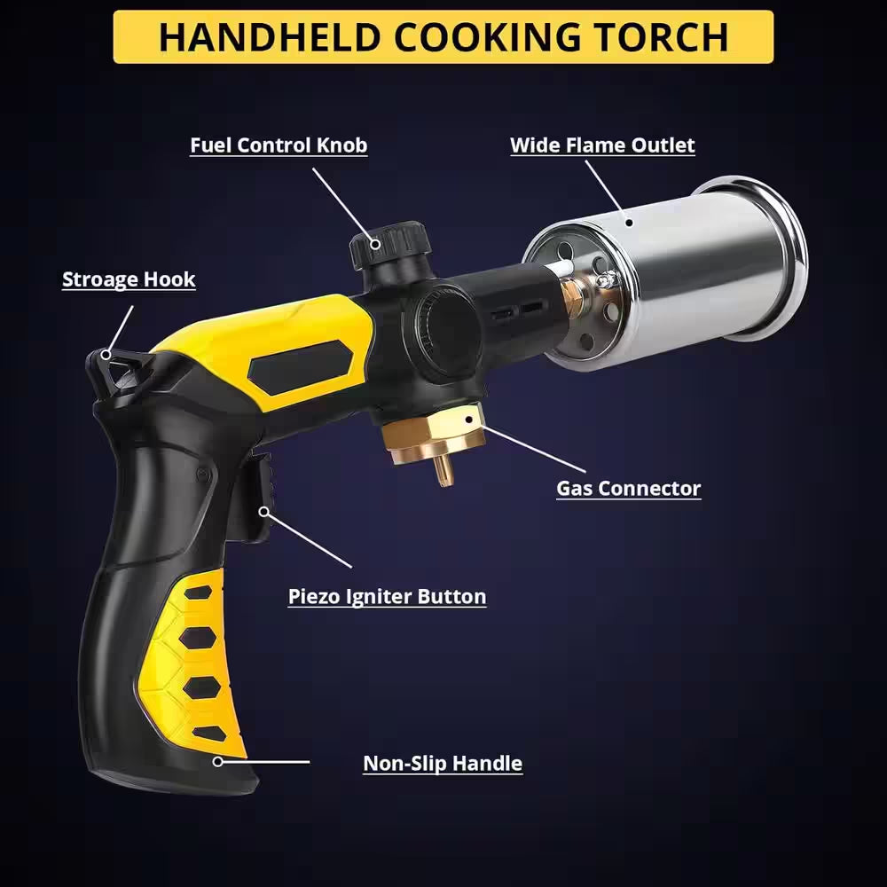 Powerful Cooking Torch Propane Adjustable Flame Culinary Grilling Torch Lighter with Finger Guard for BBQ Campfire
