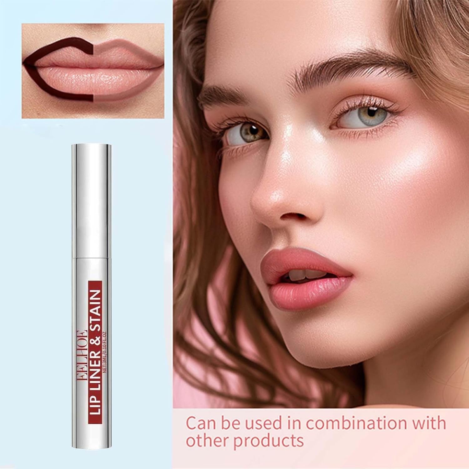 3 Pcs Peel off Lip Liner Stain, Long Lasting Plumper Peel off Lip Stain Liner, Highly Pigmented Waterproof, Transfer-Proof Lip Tint Stain, Matte Finish (3 Colors, A)