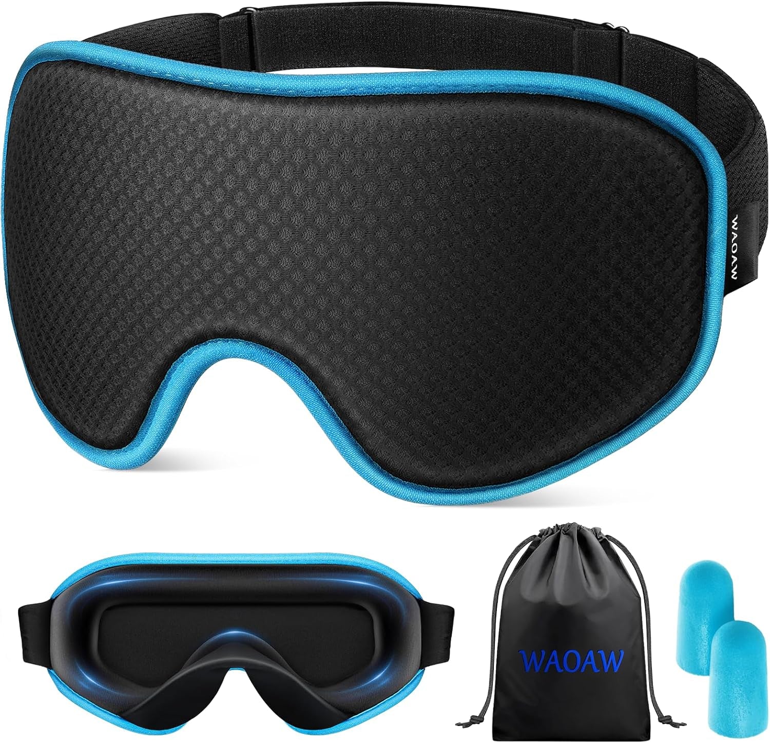 Sleep Mask for Men Women: Blackout Eye Masks for Sleep - 3D Breathable Soft Comfortable Eye Mask for Travel - Adjustable Light Blocking Night Masks for Sleeping