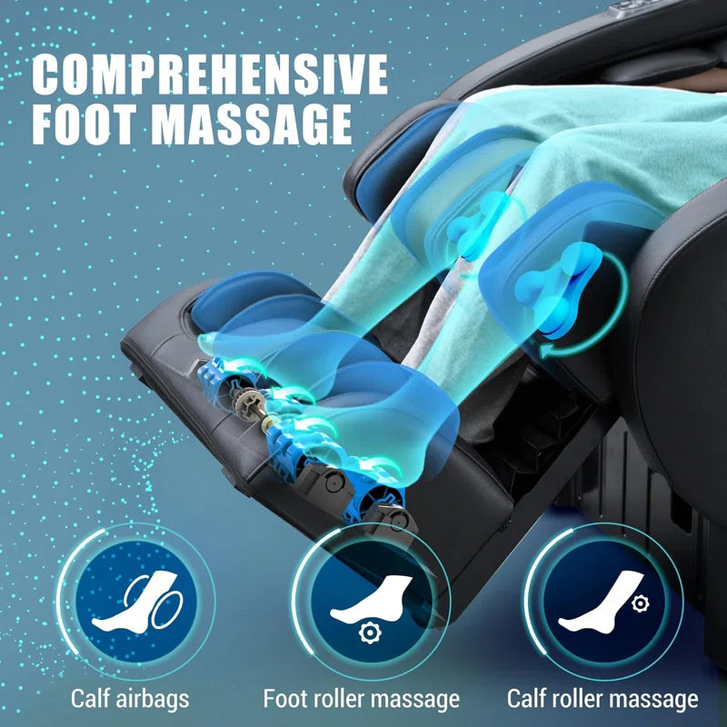 2025 3D Reclining Massage Chair Full Body - SL Track Zero Gravity Massage Chair Recliner with Calf and Foot Rollers, AI Voice Control, LCD Screen, Quick Access Buttons