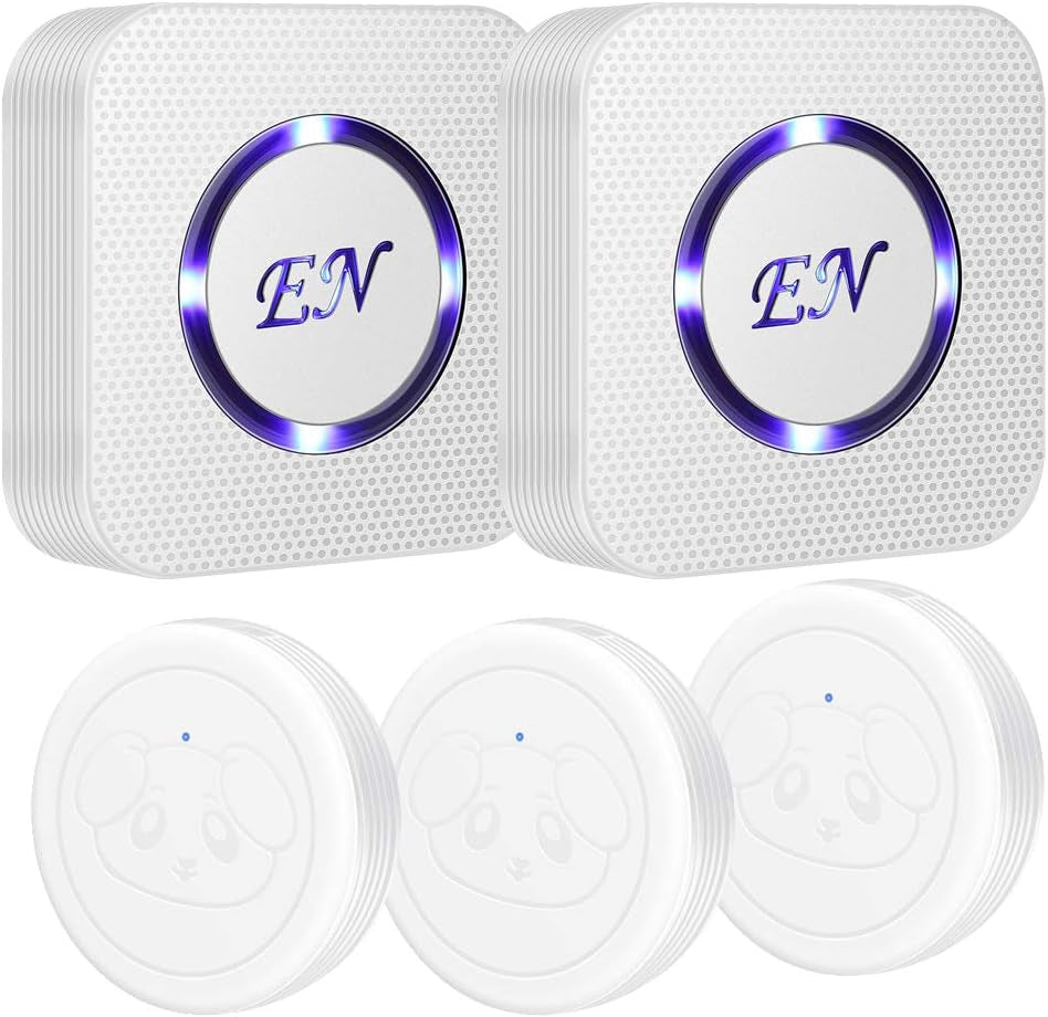 Dog Door Bell Wireless Doggie Doorbells for Potty Training with Waterproof Touch Button Dog Bells Included 2 Receiver and 3 Transmitters