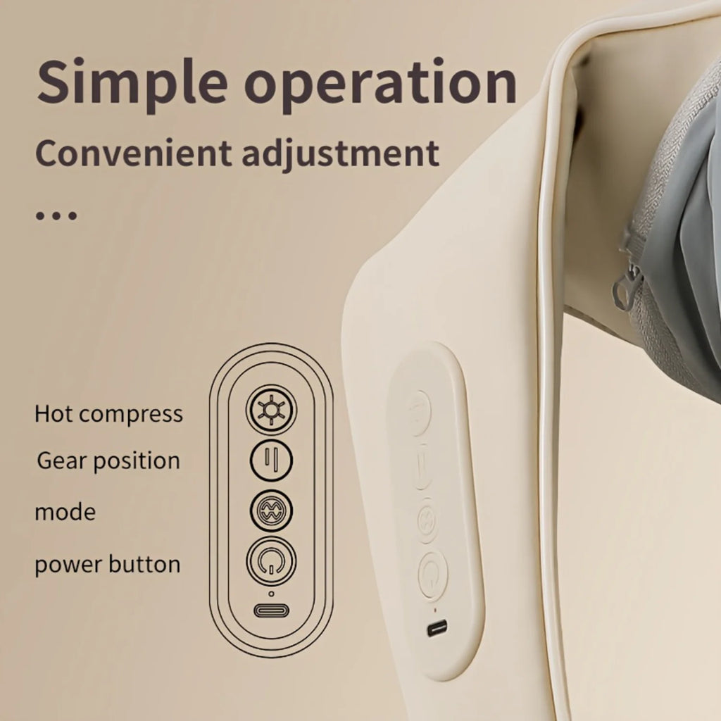 Shiatsu Neck Massager Pillow - 3D Heated Deep Tissue Massage - Rechargeable, Perfect for Relaxation at Home, Office, Travel - Fa