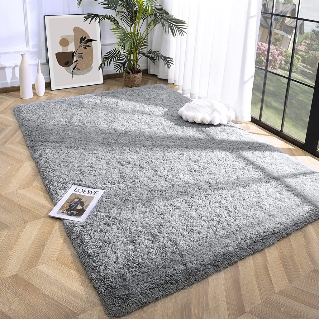 Soft Fluffy Area Rug Indoor Plush Carpet Shaggy Rugs for Bedroom Home Decor,5'X8',Grey