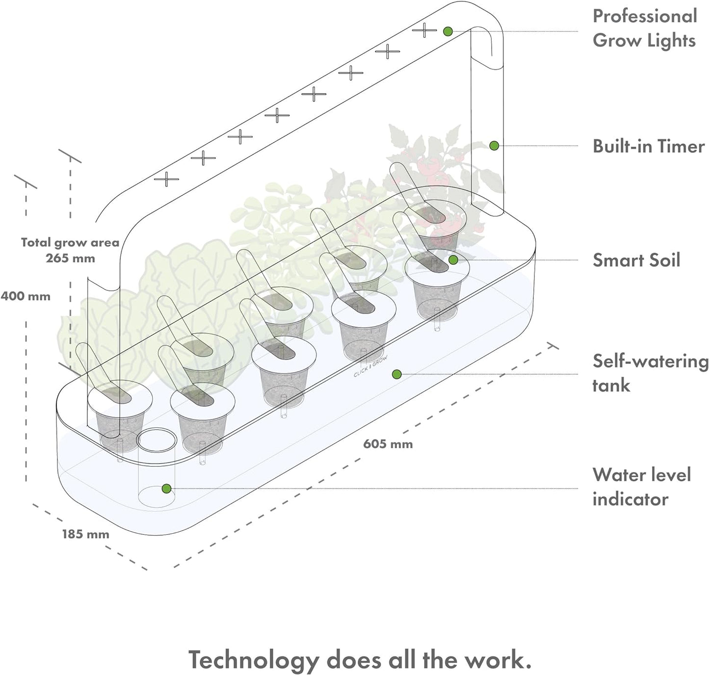 Click & Grow Indoor Herb Garden Kit with Grow Light | Easier than Hydroponics Growing System | Smart Garden for Home Kitchen Windowsill | Vegetable & Herb Garden Starter Kit with 9 Plant Pods, White