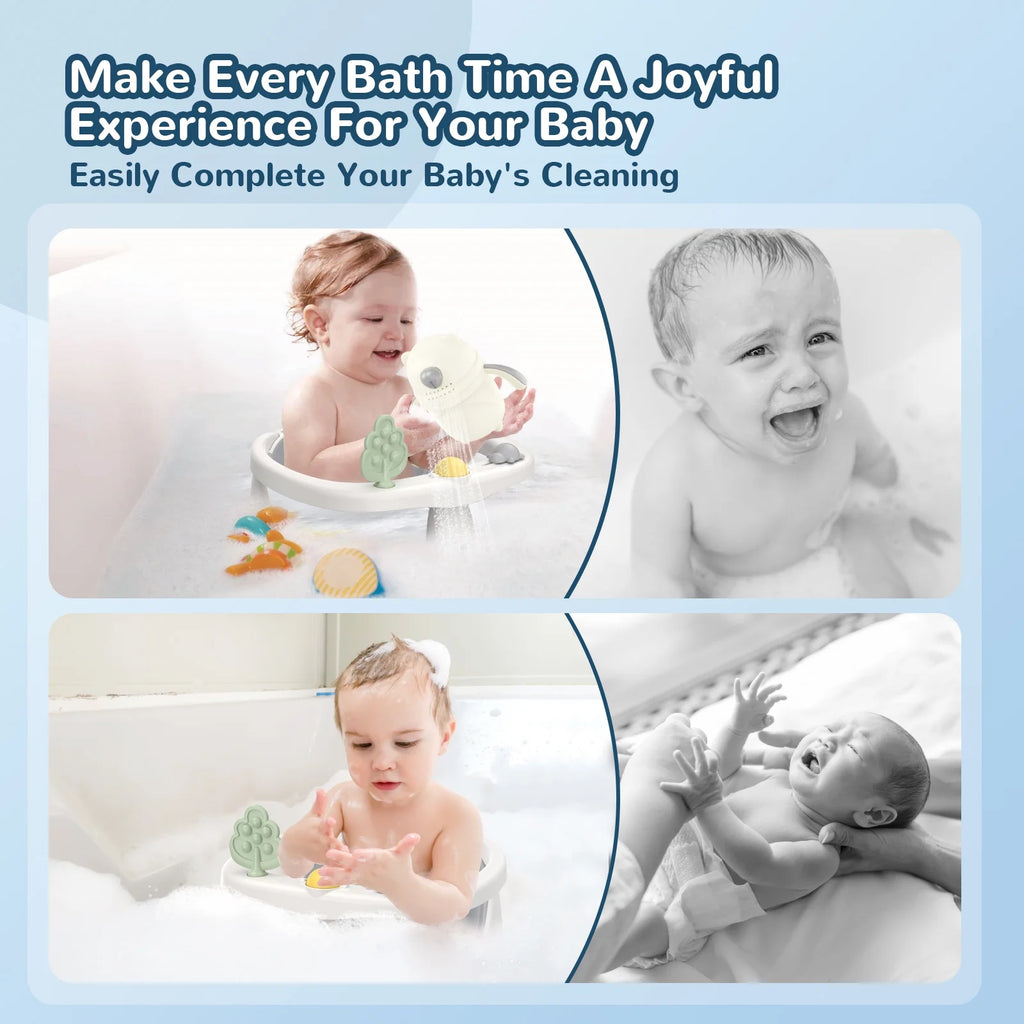 Baby Bath Seat for 6 Months and up - Non-Slip, Comfortable Bath Seat with Rinse Cup,Baby Bathing Essentials Grey