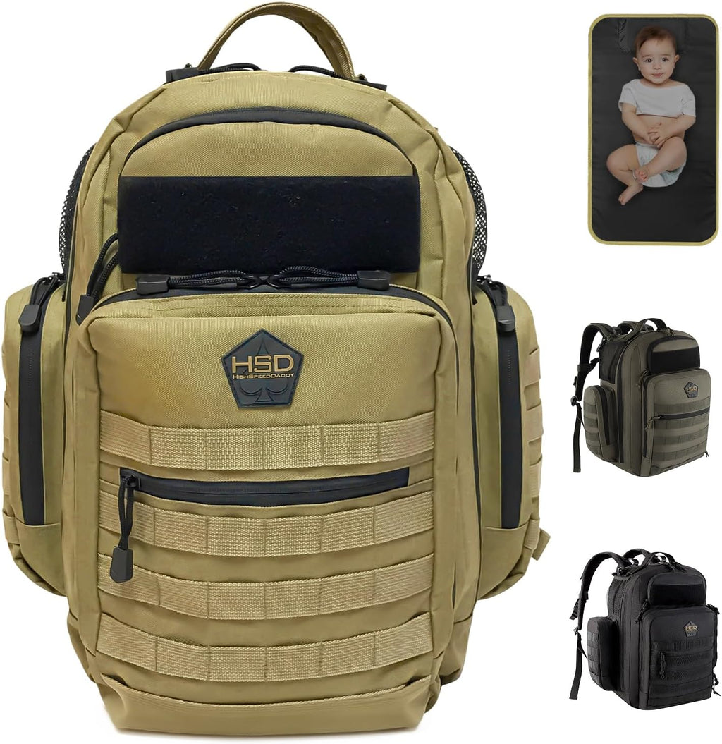 - Baby Diaper Backpack, Military-Grade, Waterproof, Compact Baby Travel Bag with Diaper Changing Mat