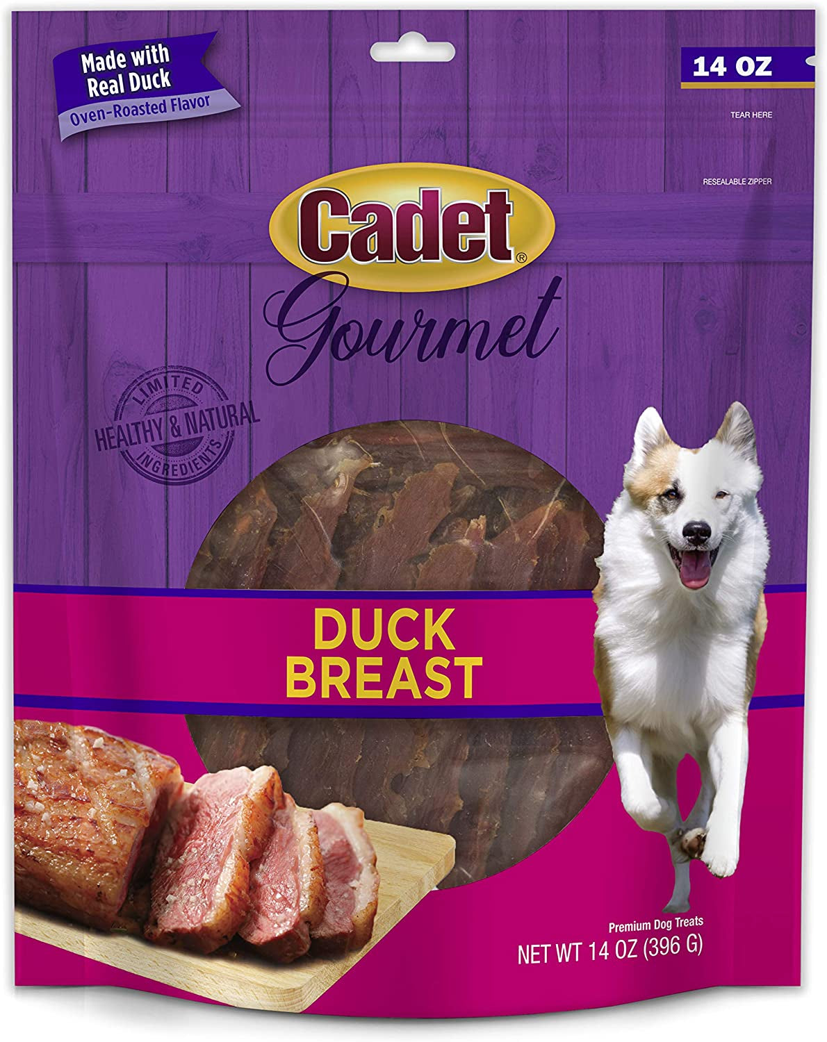 Gourmet Duck Breast Jerky Dog Treats, Healthy, Long-Lasting High-Protein Training Treats for Small & Large Dogs, 40 Oz.