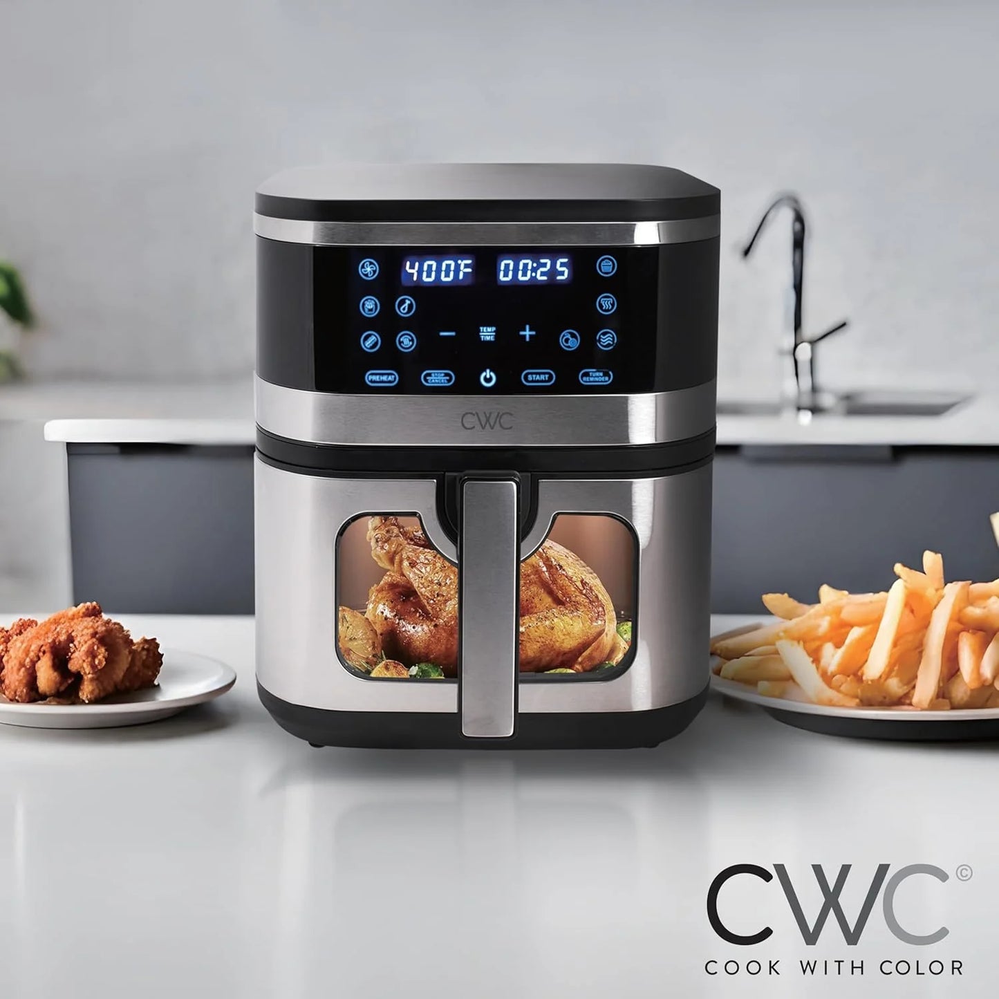 Digital Air Fryer 8.5-Quart Stainless Steel Air Fryer Kitchen Appliance, Black