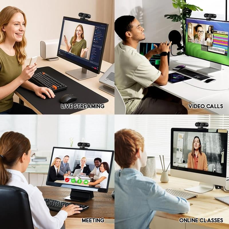 Webcam 4K HD USB Autofocus PC Webcam with Dual Mics for Xbox Laptop Computer Gam