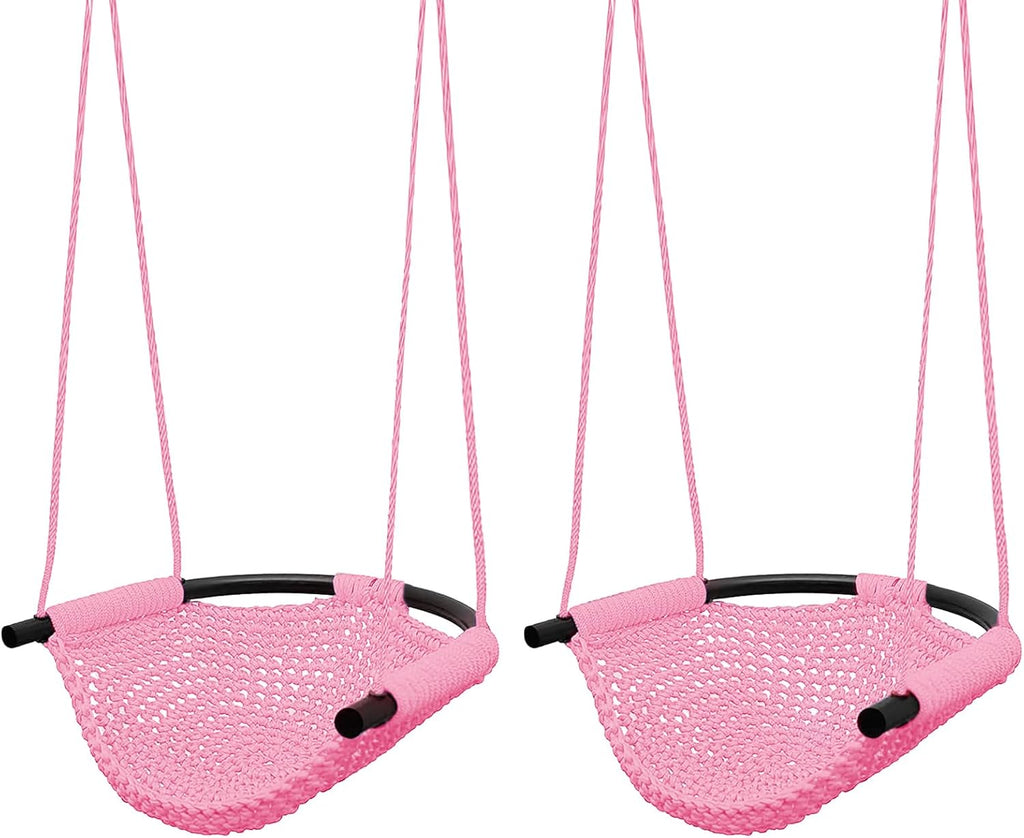 Swing Seat for Kids Heavy Duty Rope Play Secure Children Swing Set,Perfect for Indoor,Outdoor,Playground,Home,Tree,With Snap Hooks and Swing Straps,440 Lbs Capacity,Pink