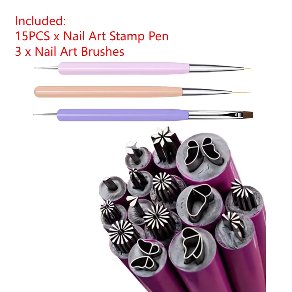 6/10/15PCS Nail Stamp Pen Set DIY Nail Art Nail Graffiti Nail Art Dotting Tools with Simple Design Nail Art Stamp Pen for Women