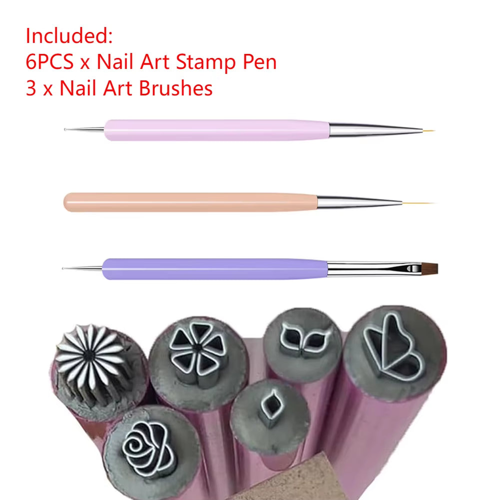 6/10/15PCS Nail Stamp Pen Set DIY Nail Art Nail Graffiti Nail Art Dotting Tools with Simple Design Nail Art Stamp Pen for Women