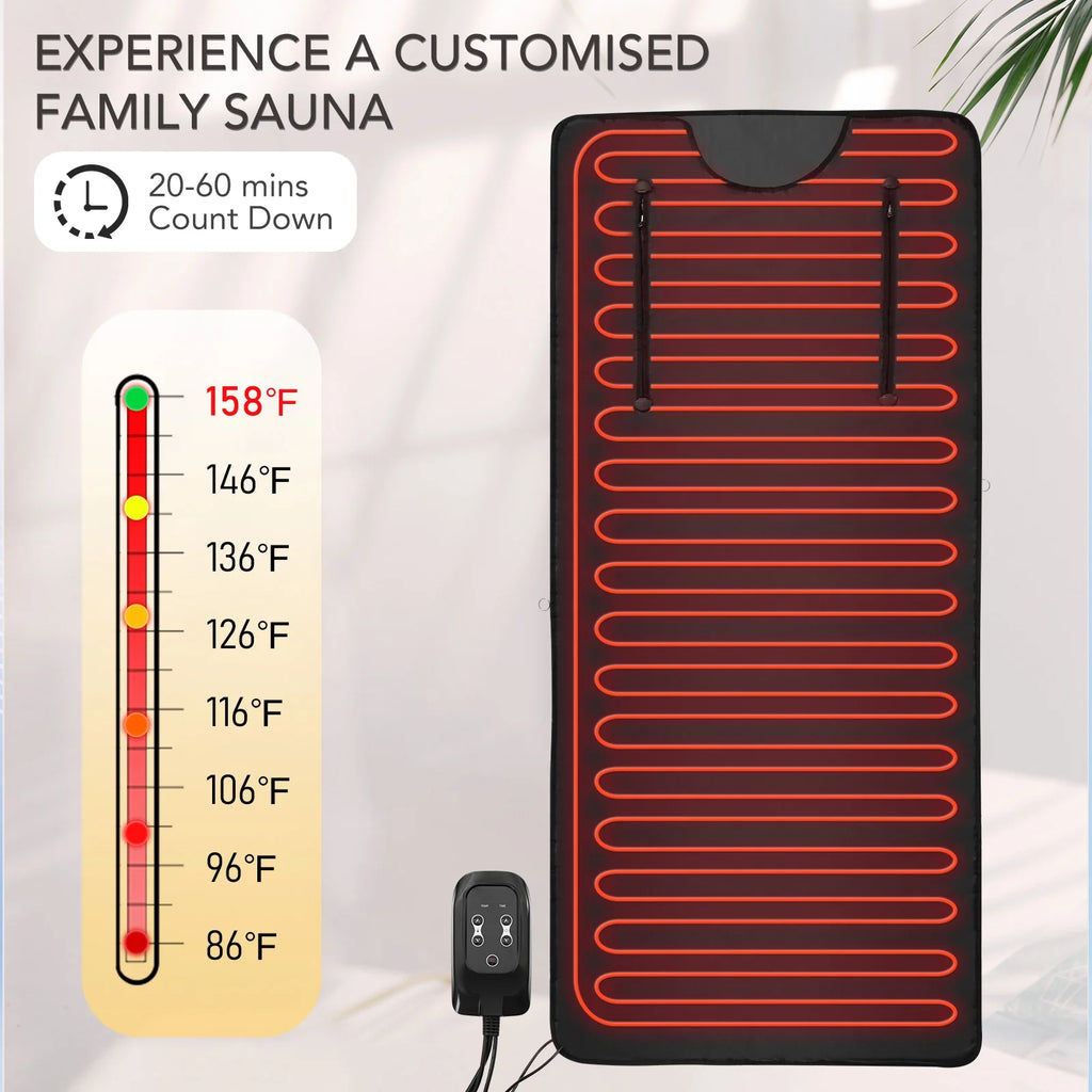 Portable Infrared Sauna Blanket,Sauna Bag for Home Use Weight Loss and Detox, 86-158°F,6 Ft X 2.6 Ft, Remote Control