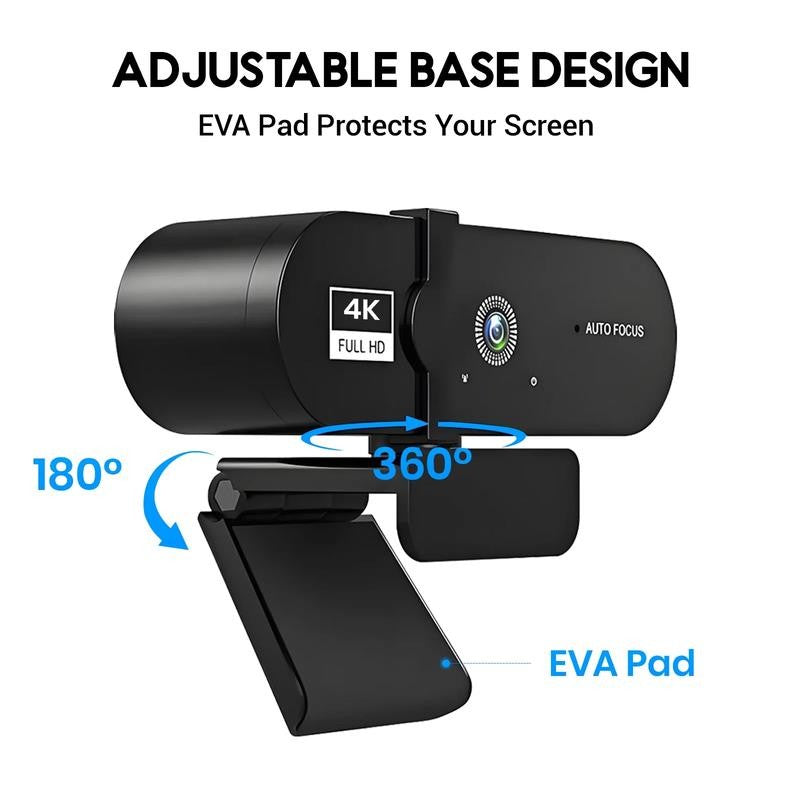 Webcam 4K HD USB Autofocus PC Webcam with Dual Mics for Xbox Laptop Computer Gam