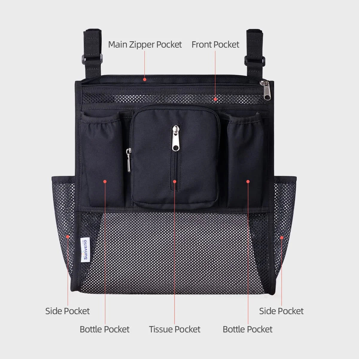 Universal 2 in 1 Insulated Cup Holders Stroller Organizer, Black