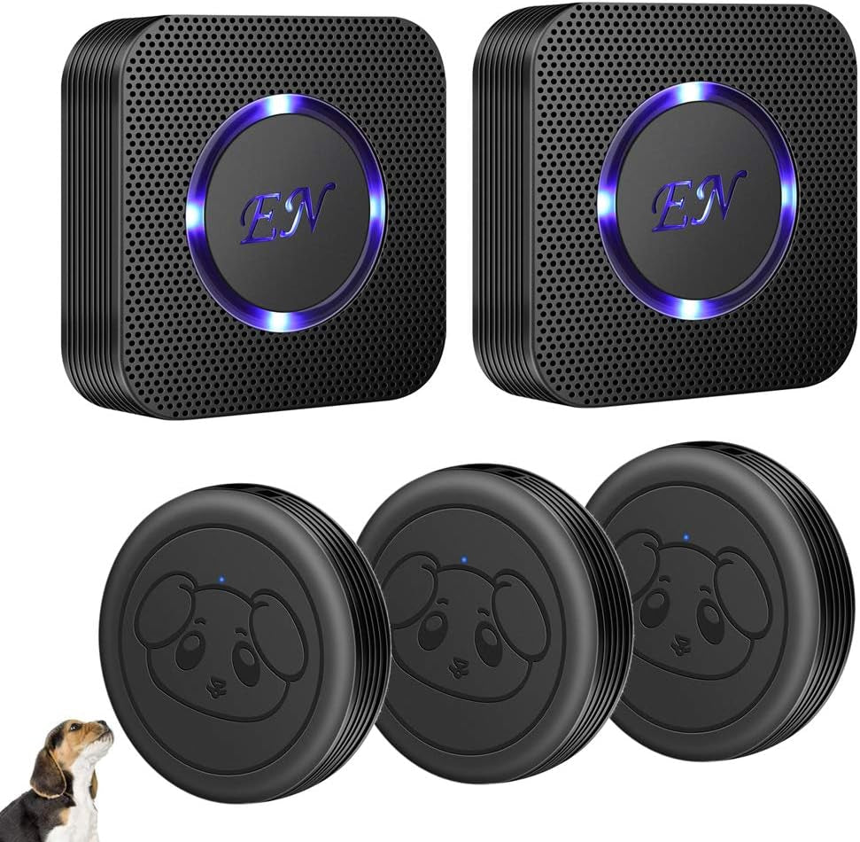 Dog Door Bell Wireless Doggie Doorbells for Potty Training with Waterproof Touch Button Dog Bells Included 2 Receiver and 3 Transmitters