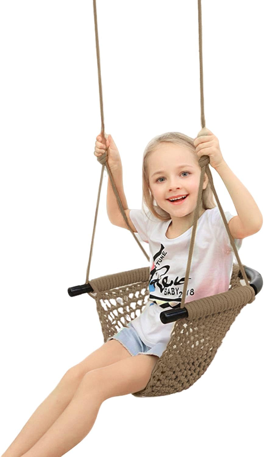 Swing Seat for Kids Heavy Duty Rope Play Secure Children Swing Set,Perfect for Indoor,Outdoor,Playground,Home,Tree,With Snap Hooks and Swing Straps,440 Lbs Capacity,Pink