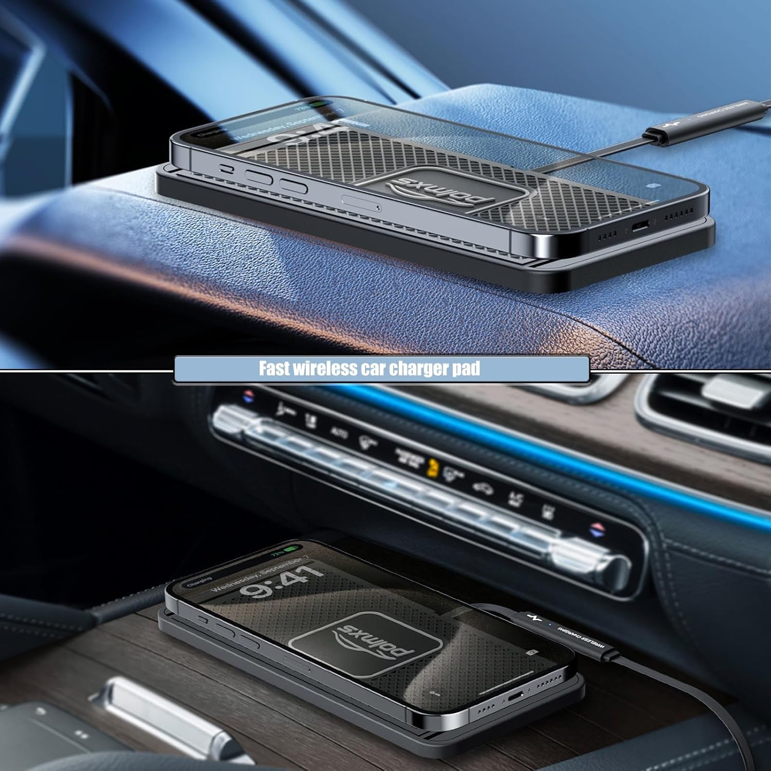 Wireless Charger Car Charging Pad 15W Fast Wireless Phone Charger Cell Phone Cordless Charging Mat