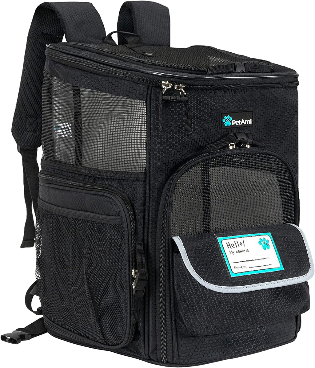 Dog Backpack Carrier, Airline Approved Cat Backpacks for Carrying Small Large Cats, Pet Carrier Back Pack, Ventilated Soft Sided for Travel, Hiking, Camping, Max 18 Lbs, Charcoal