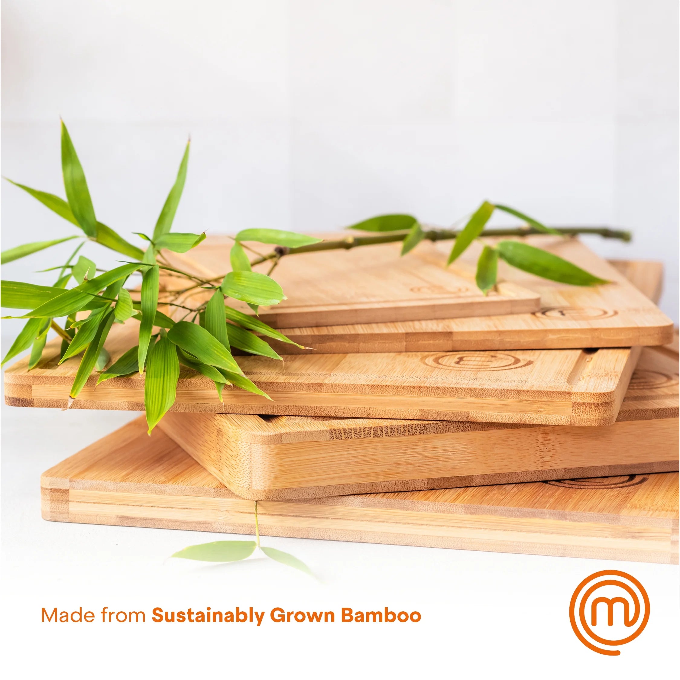 3 Piece Bamboo Cutting Board Set, Natural, Sustainable
