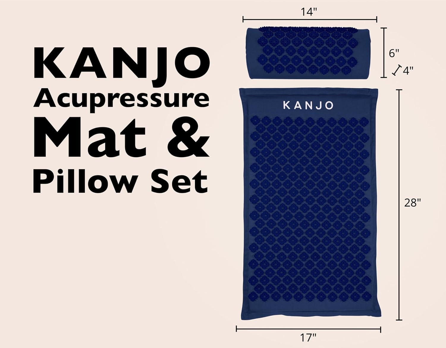 Acupressure Mat and Pillow Set for Back Pain Relief & Neck Pain Relief, with Pressure Points for Muscle Pain Relief with Travel Bag - Navy