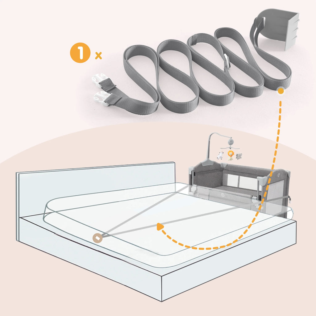 5 in 1 Portable Playard and Bassinet Bedside Sleeper for Newborn to Toddler, Unisex, Gray