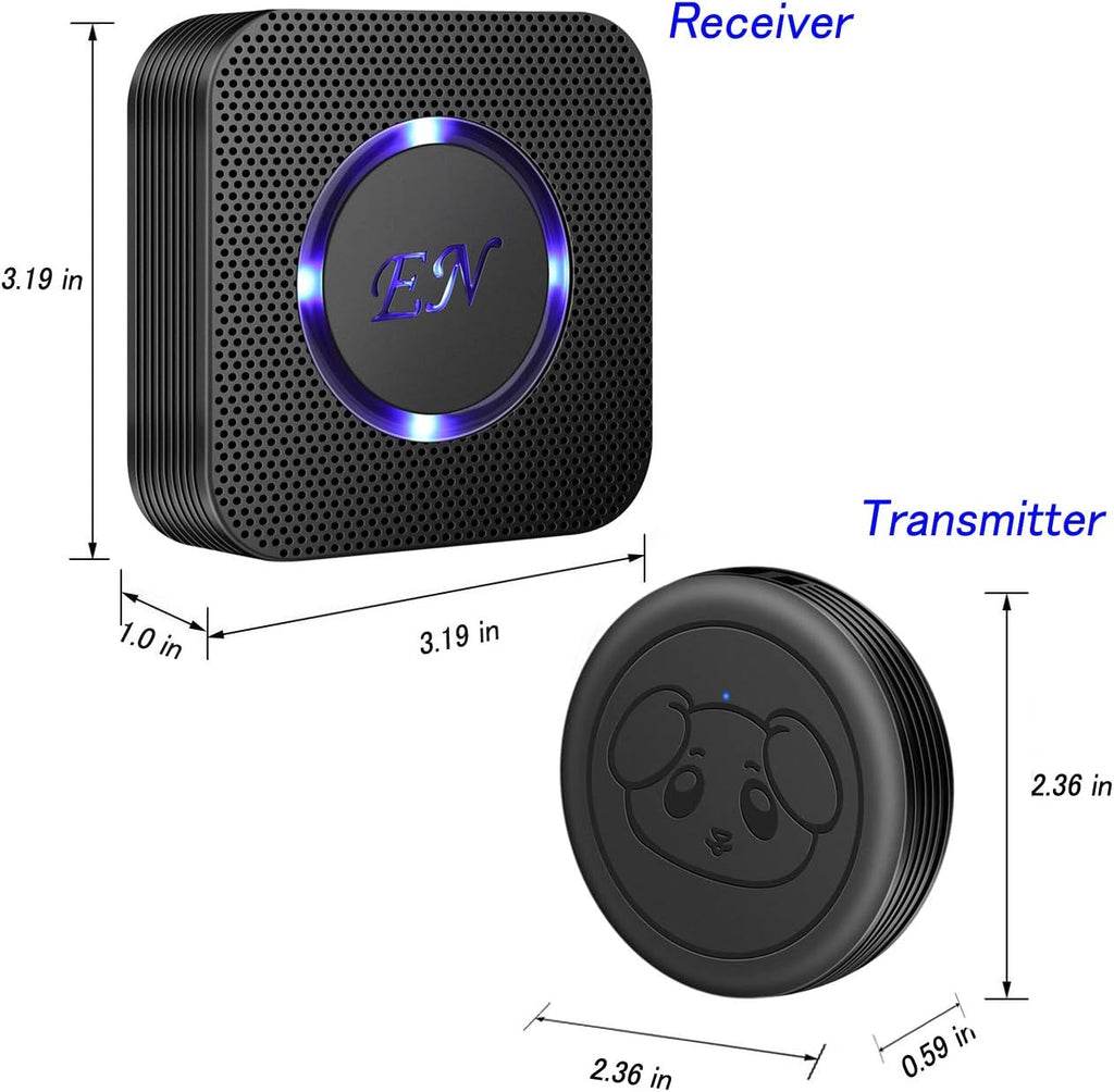 Dog Door Bell Wireless Doggie Doorbells for Potty Training with Waterproof Touch Button Dog Bells Included 2 Receiver and 3 Transmitters
