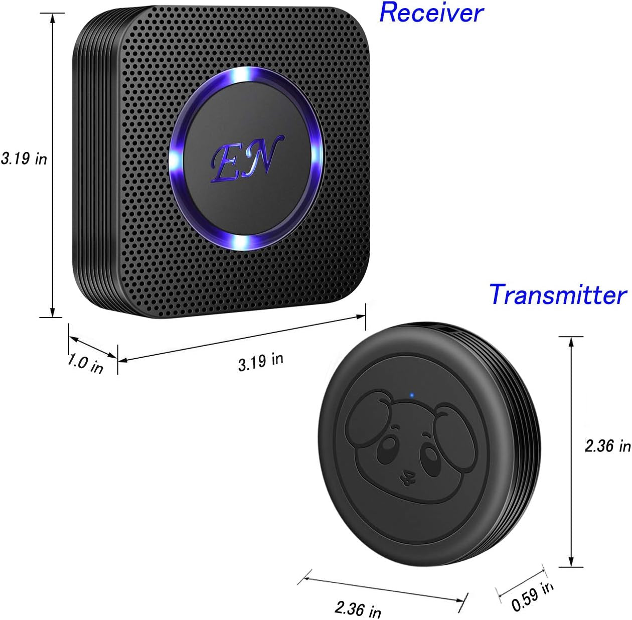 Dog Door Bell Wireless Doggie Doorbells for Potty Training with Waterproof Touch Button Dog Bells Included 2 Receiver and 3 Transmitters