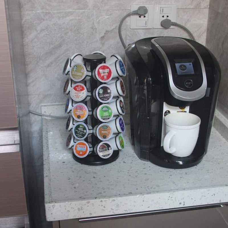 K Cup Holders Cups Carousel Coffee Pods Storage Organizer Stand (Black