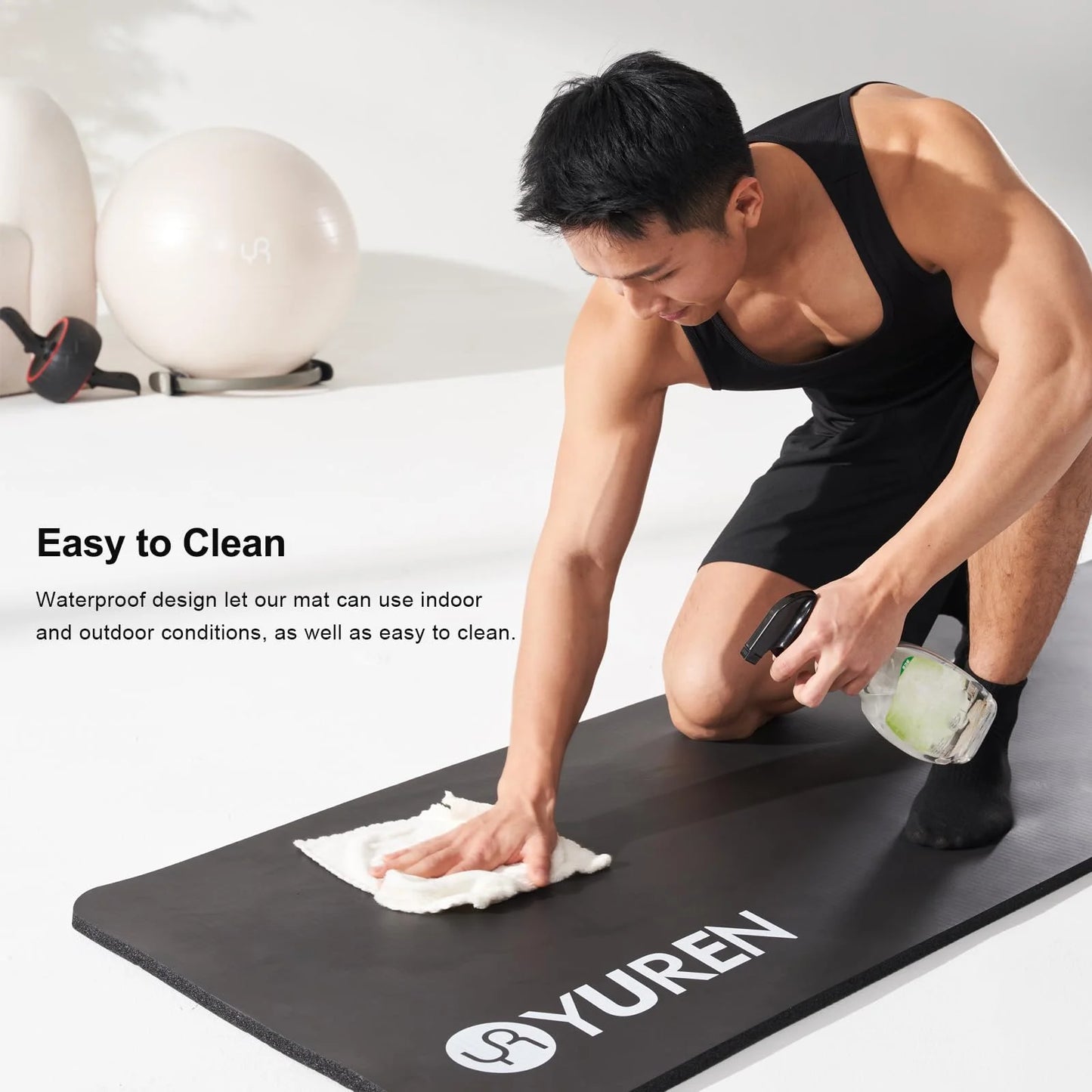 Yoga Mat Thick 15Mm/20Mm Hi-Density NBR Foam In/Outdoor Pilates Exercise Mats, Black W/ Bag