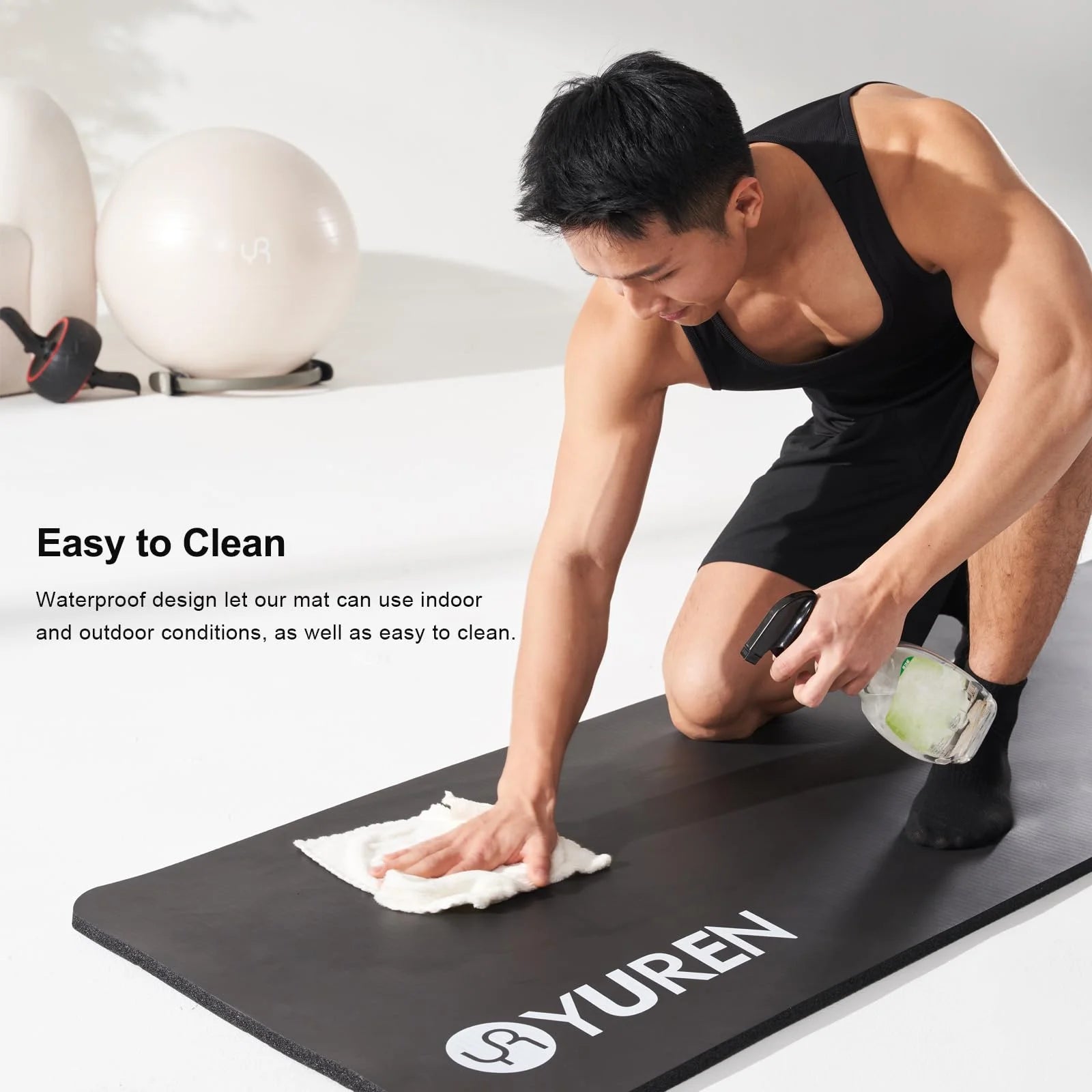 Yoga Mat Thick 15Mm/20Mm Hi-Density NBR Foam In/Outdoor Pilates Exercise Mats, Black W/ Bag