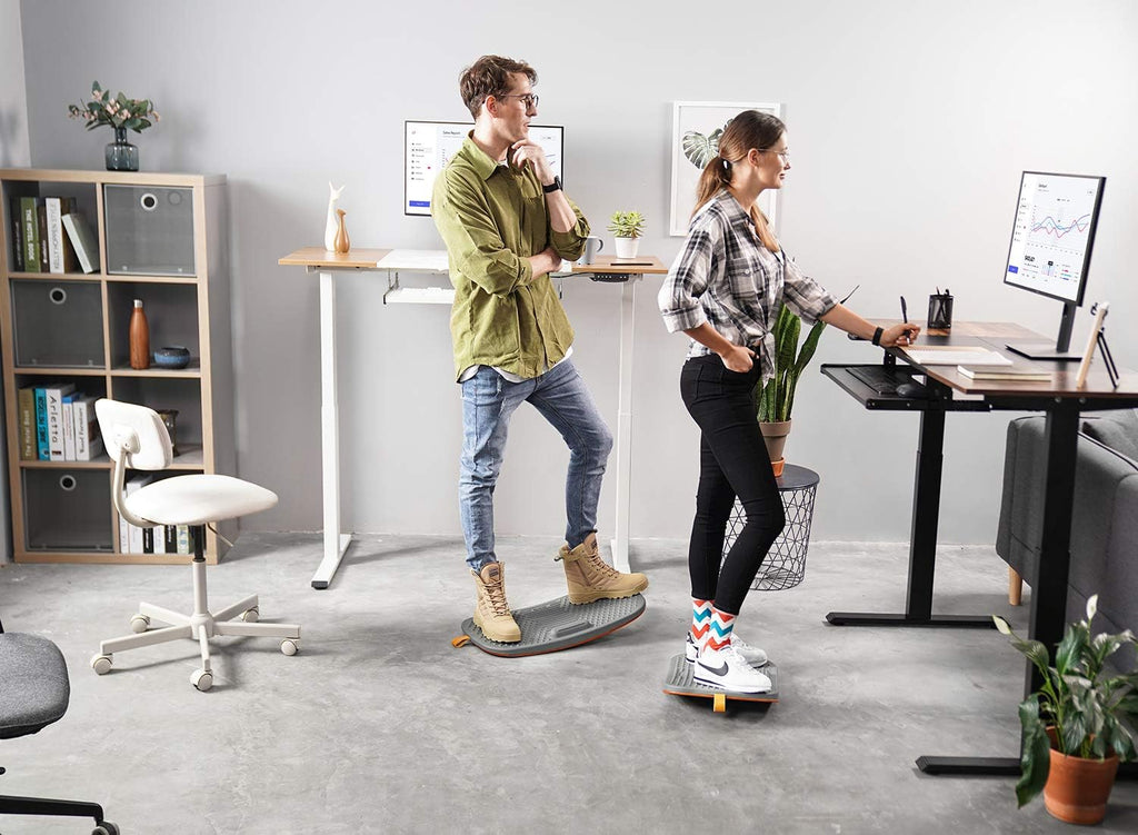 Standing Desk Mat with anti Fatigue Bar, Wooden Wobble Balance Board with Ergonomic Design Comfort Floor Mat
