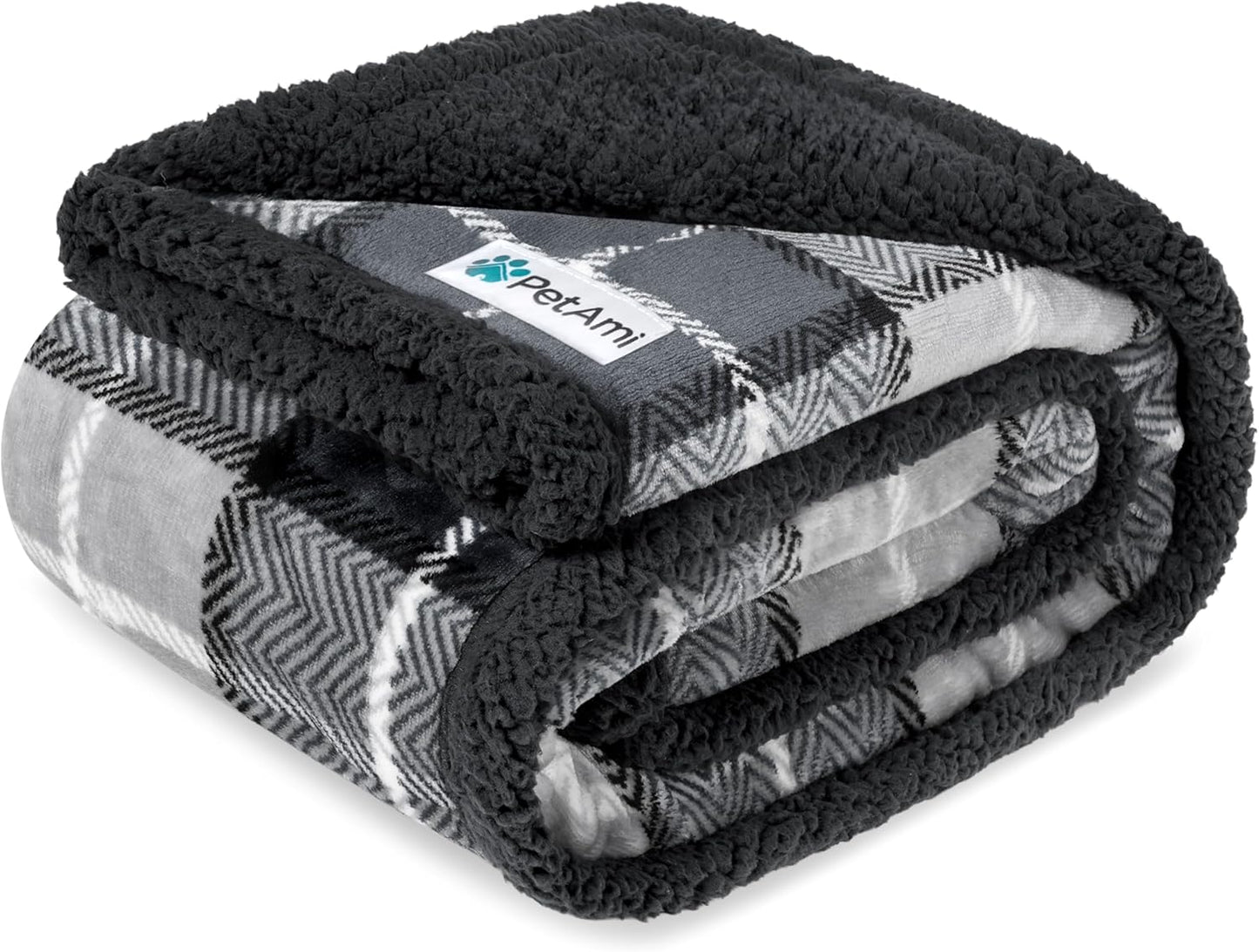 Waterproof Dog Blanket for Small Medium Dog Puppy Cat Throw for Couch Cover Leakproof Protection, Sherpa Fleece, Reversible Soft Washable 29X40 Plaid Navy Blue