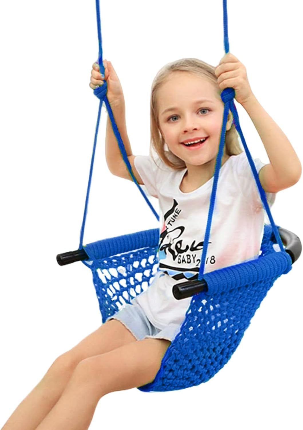 Swing Seat for Kids Heavy Duty Rope Play Secure Children Swing Set,Perfect for Indoor,Outdoor,Playground,Home,Tree,With Snap Hooks and Swing Straps,440 Lbs Capacity,Pink
