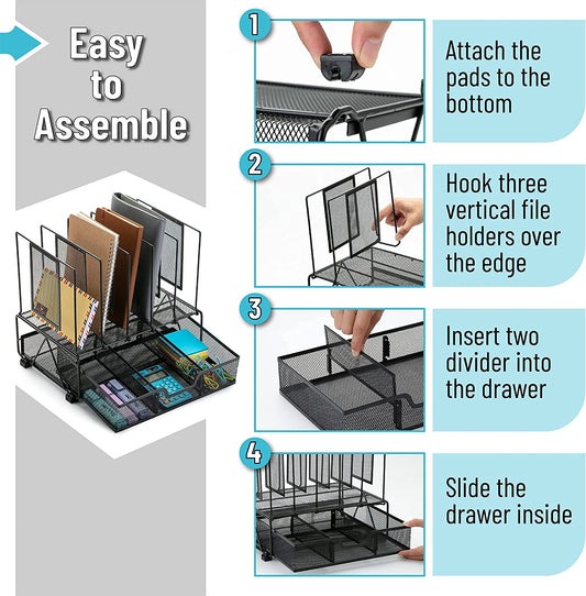 - Mesh Desk Organizer with Drawer, Desk File Organizer, Desk Organizers and Storage, Desk Storage Organizer, Office Organizers for Desk, Office Desk Organizers, Christmas Gifts