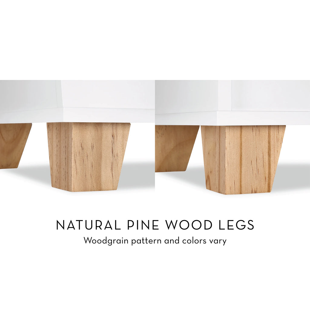 Kids Catch-All 24In Cubby Bookshelf and Toy Storage Organizer with 2 Gray Bins