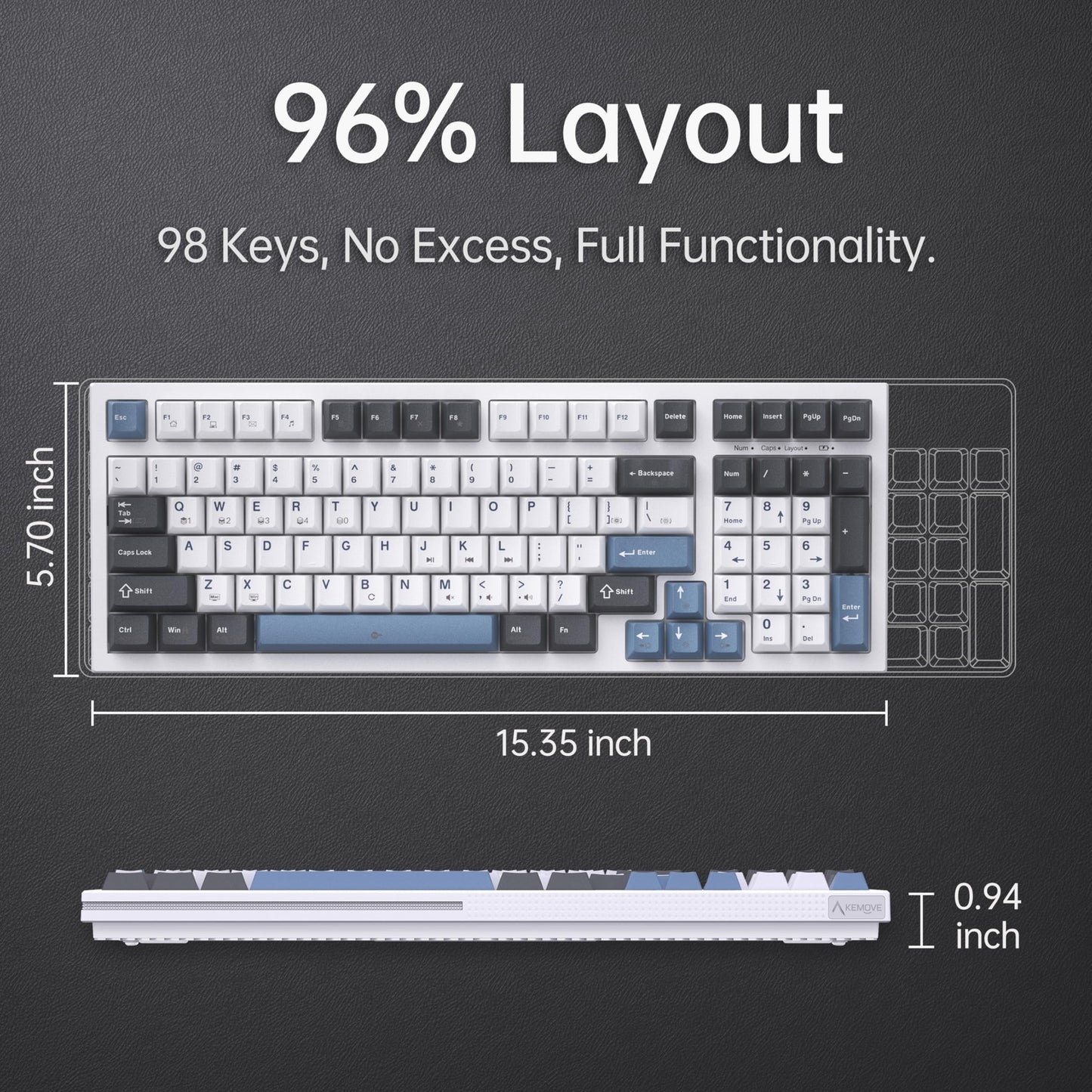 KEMOVE K98SE Mechanical Gaming Keyboard, 98 Keys LED Backlit Programmable Key...