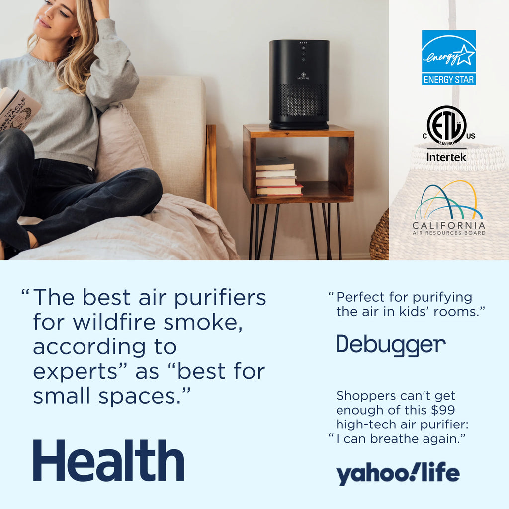 Black MA-14 Air Purifier with HEPA Filters I Smoke Dust Odors Pet Dander I 3 in 1 with Pre-Filter HEPA H13 & Activated Carbon I Removal of 0.1 to 0.3 Microns I 428 Sq Ft Coverage I 1-Pack